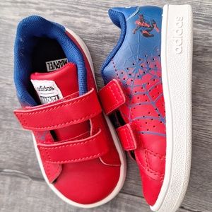 Toddler Adidas Spiderman Velcro Shoes, size 5c, Blue & Red